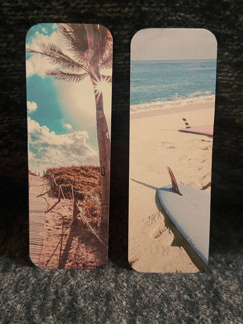 Beach Surfboard Bookmark Set - Tropical Palm & Surf Scenes